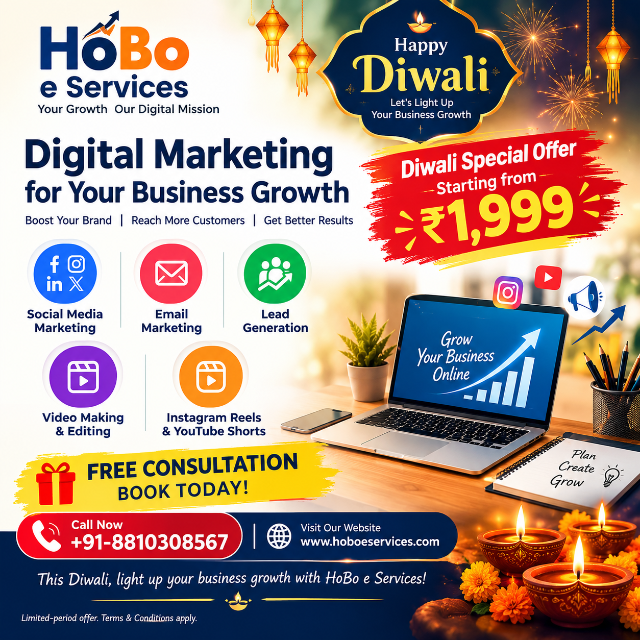 You are currently viewing Diwali Digital Marketing Offer: Grow Your Business with HoBo e Services